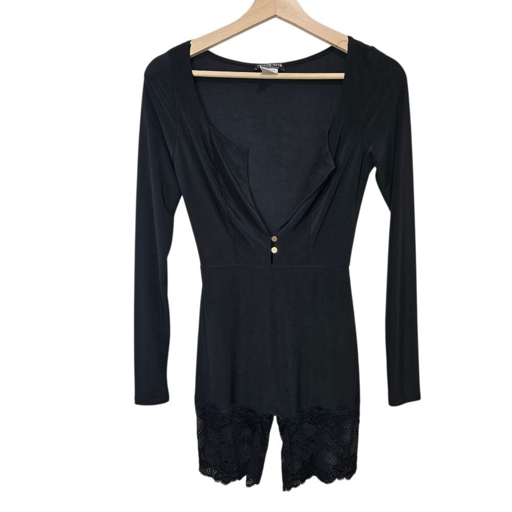 Fashion Nova Black Long Sleeve Romper